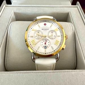 MICHELE Watch - White rubber band. Amazing Condition!